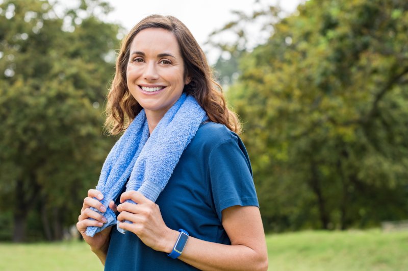 A woman going out for a run.